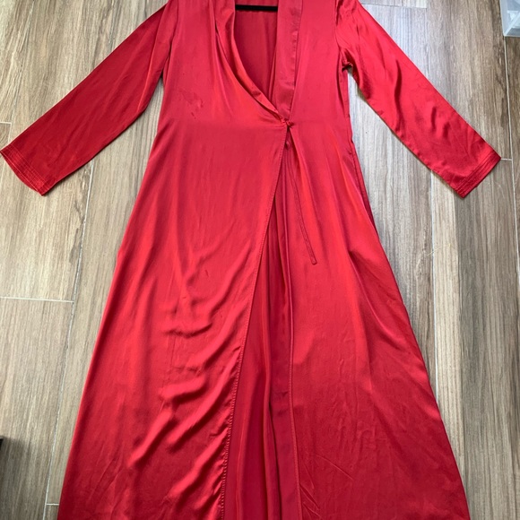 La Perla Silk Dressing Gown Dress Maxi Robe Large Red - Picture 4 of 4